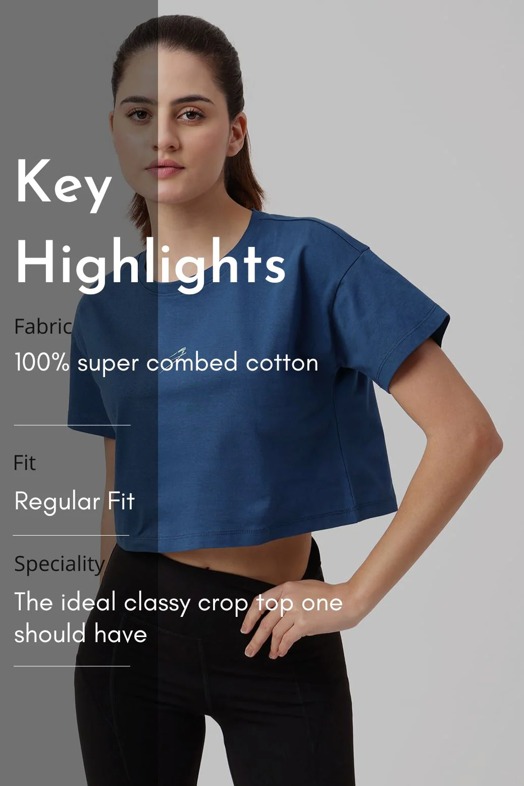 Brisk Cotton Crop Top Teal - Image 6