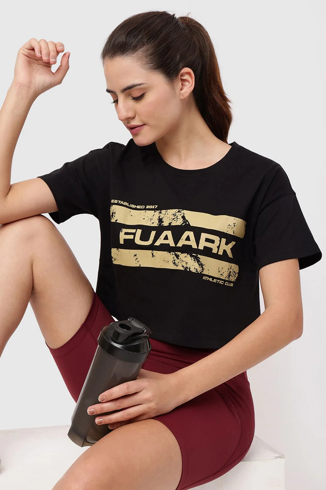 Brisk Fuaark Cotton Crop Top Black - Image 4