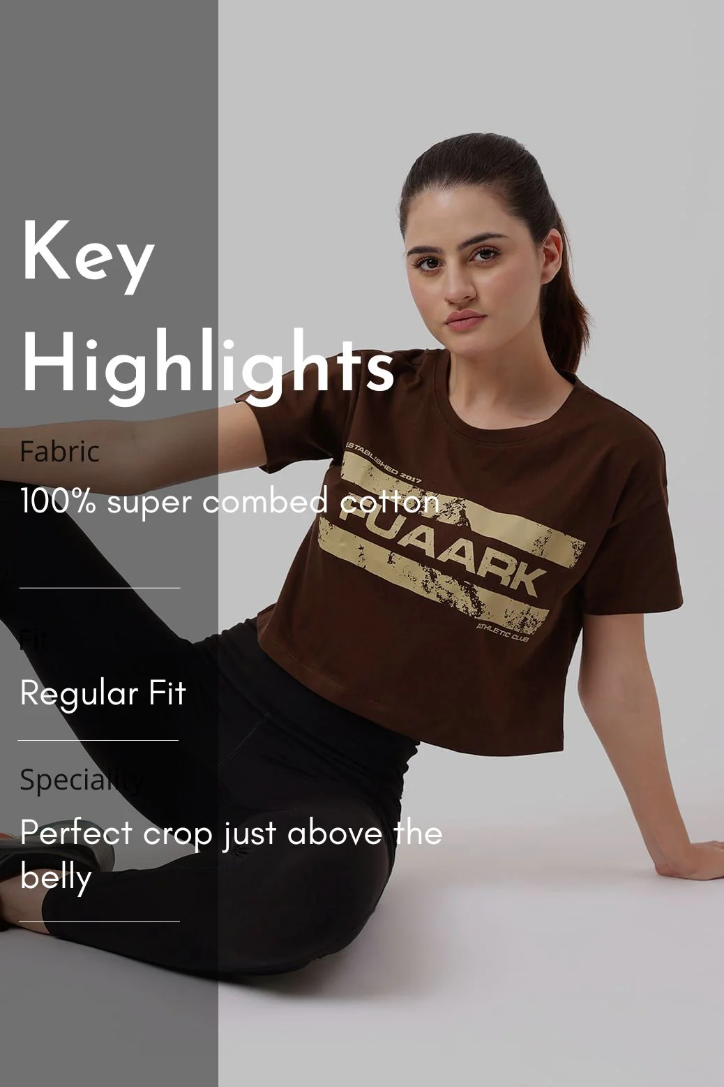 Brisk Fuaark Cotton Crop Top Coffee - Image 6