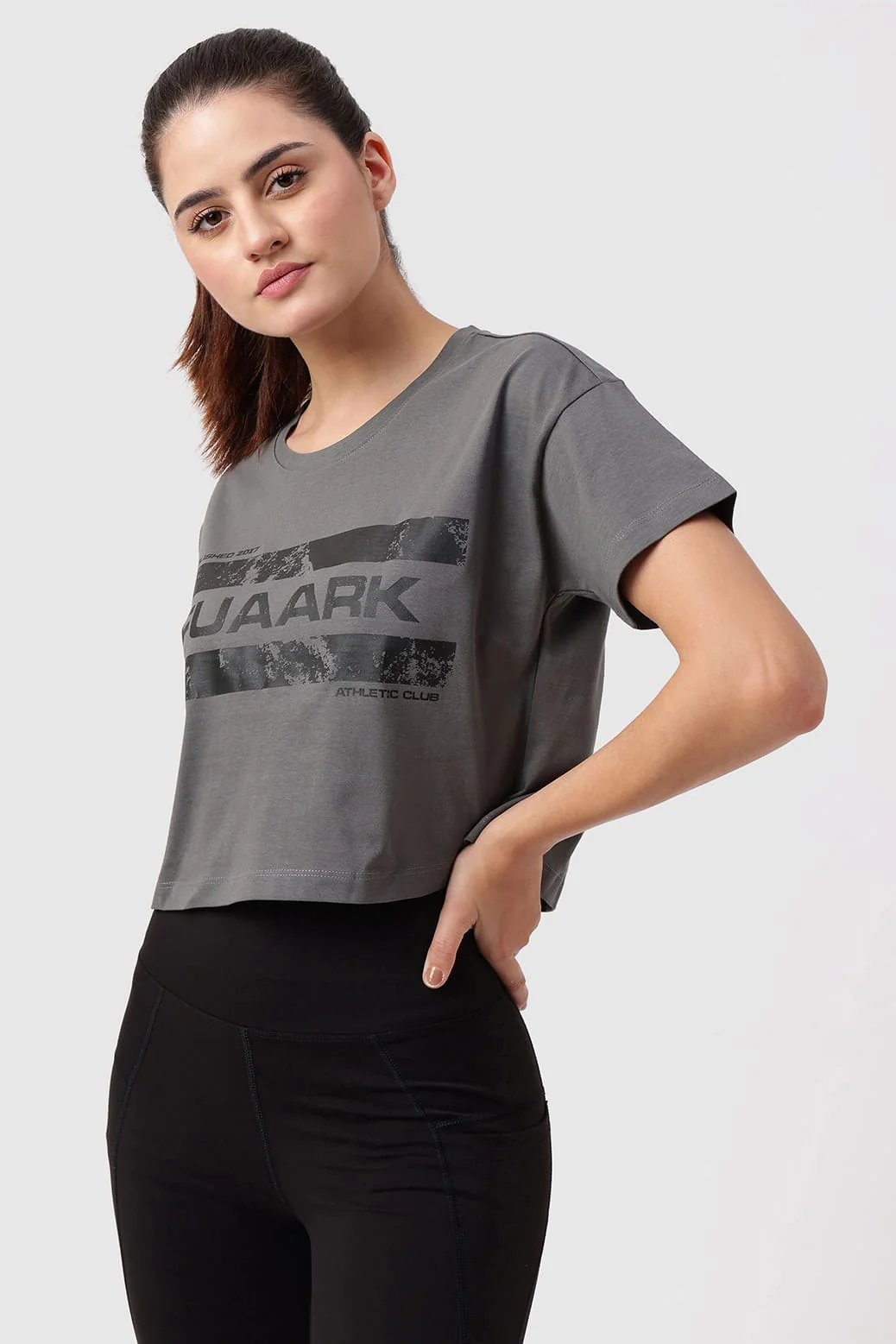 Brisk Fuaark Cotton Crop Top Grey - Image 4
