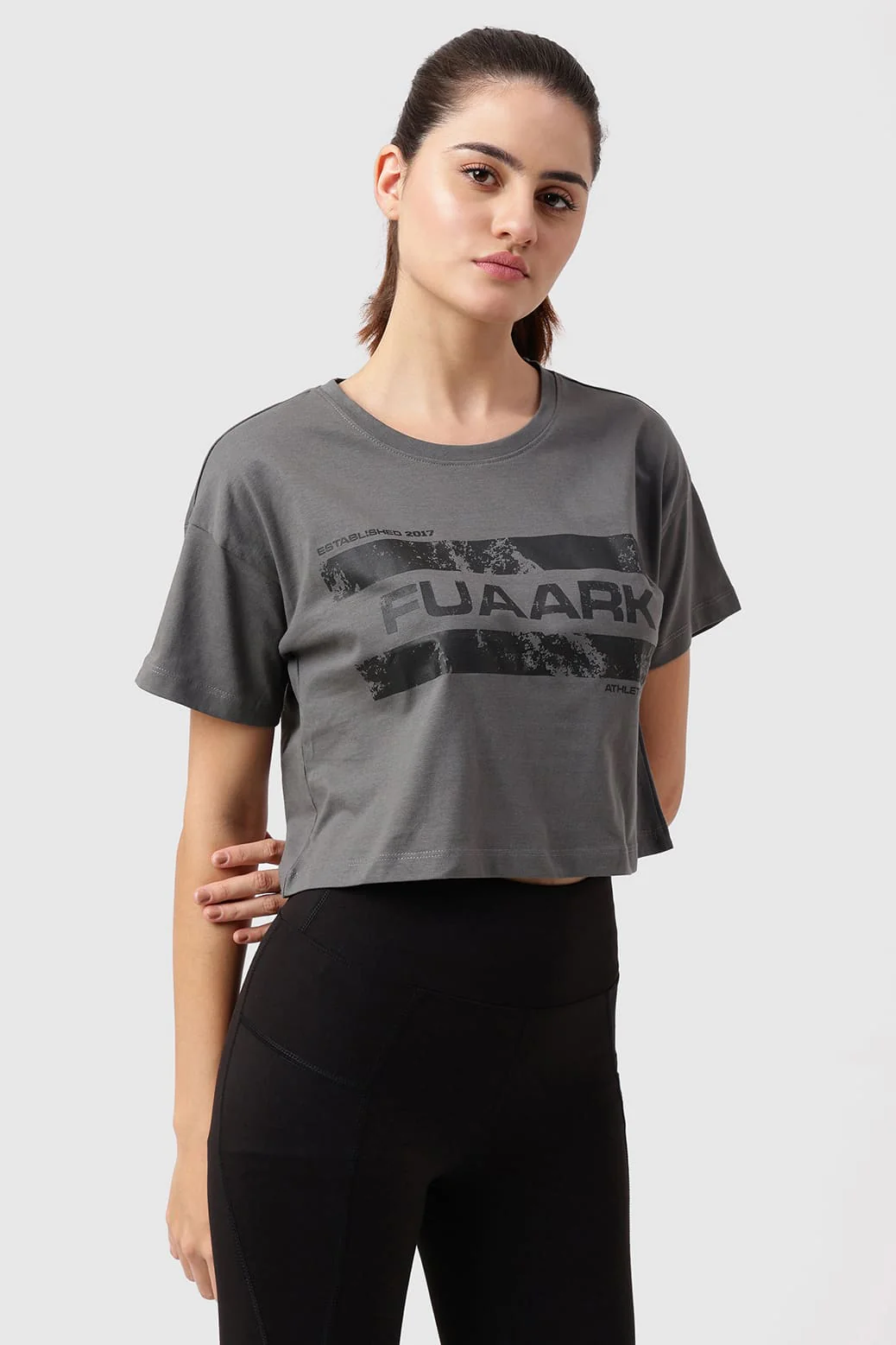 Brisk Fuaark Cotton Crop Top Grey - Image 5