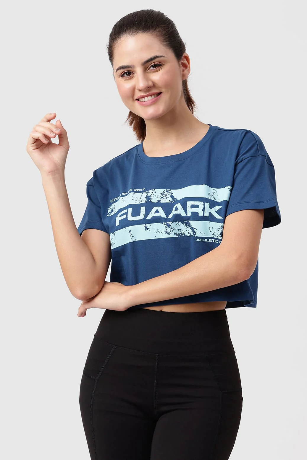 Brisk Fuaark Cotton Crop Top Teal - Image 4