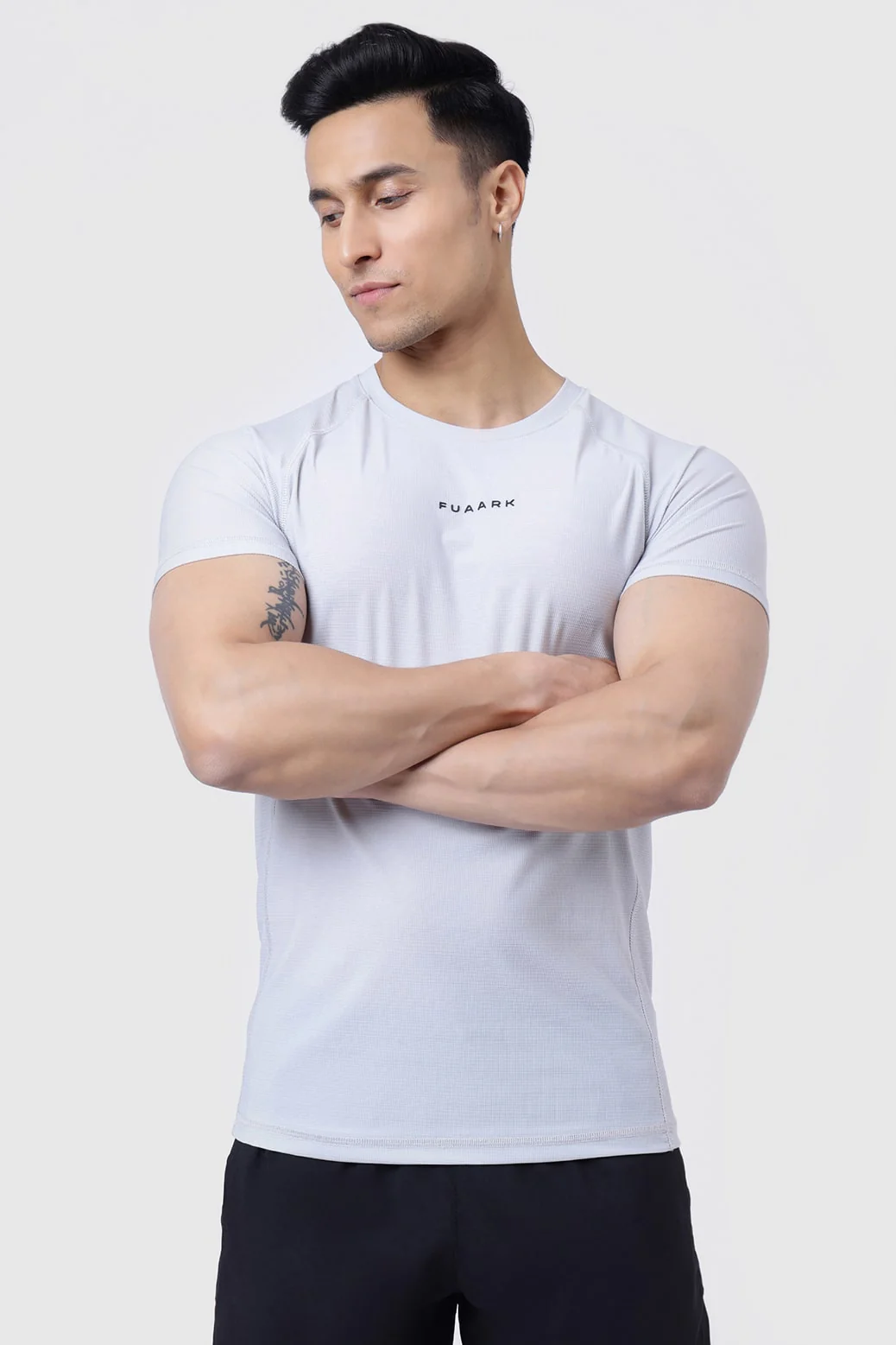Blaze Nylon T-shirt Grey and 2 in 1 Compression Shorts Black - Image 4
