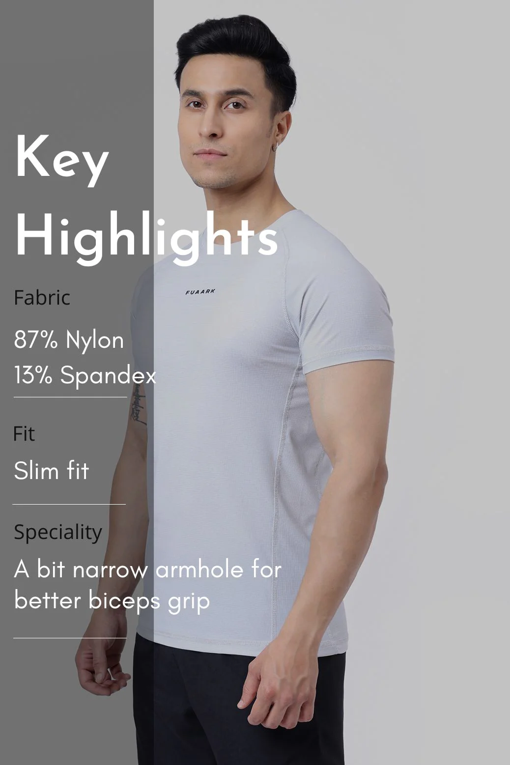 Blaze Nylon T-shirt Light Grey - Image 7
