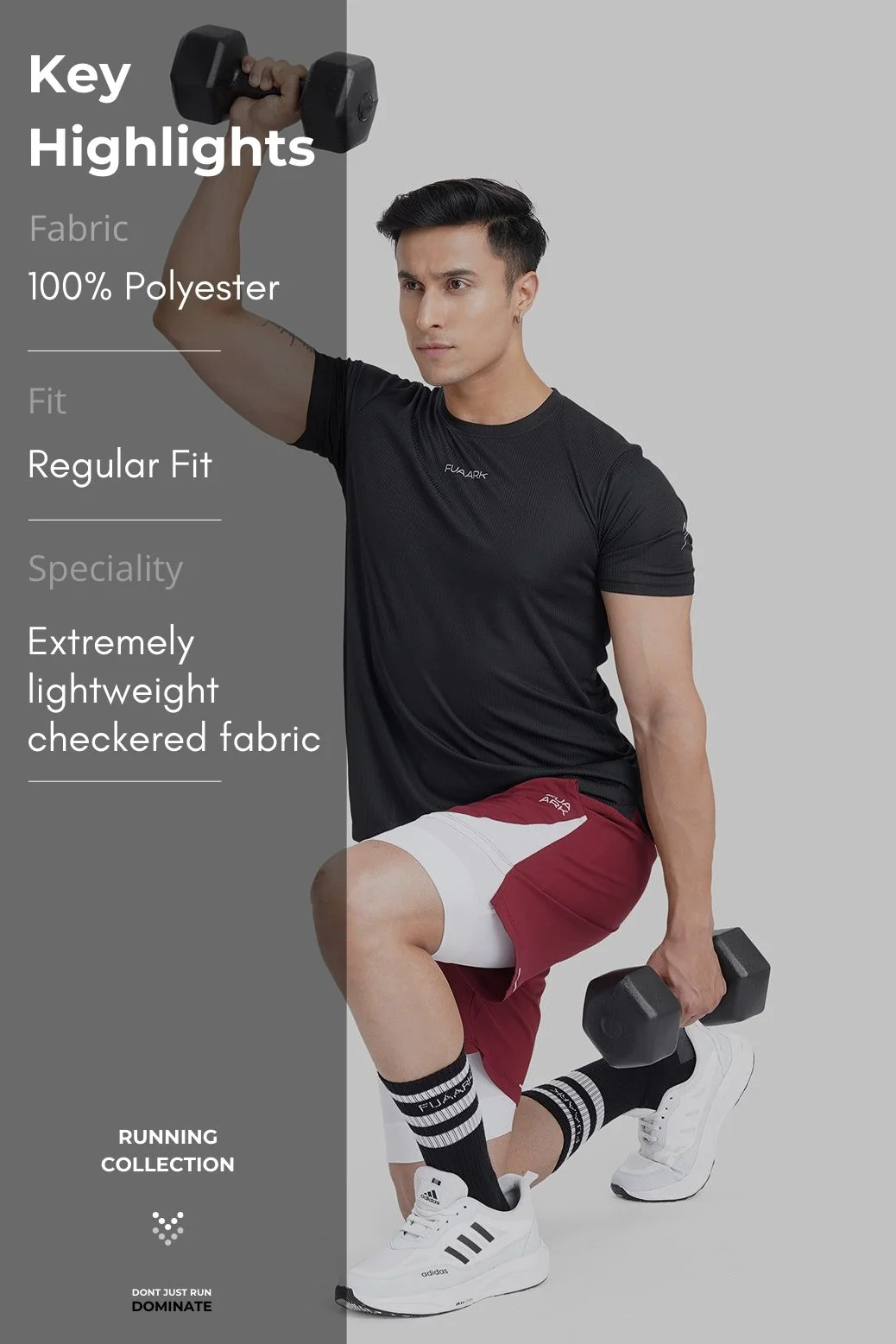 Checks Running T-shirt Black - Image 9