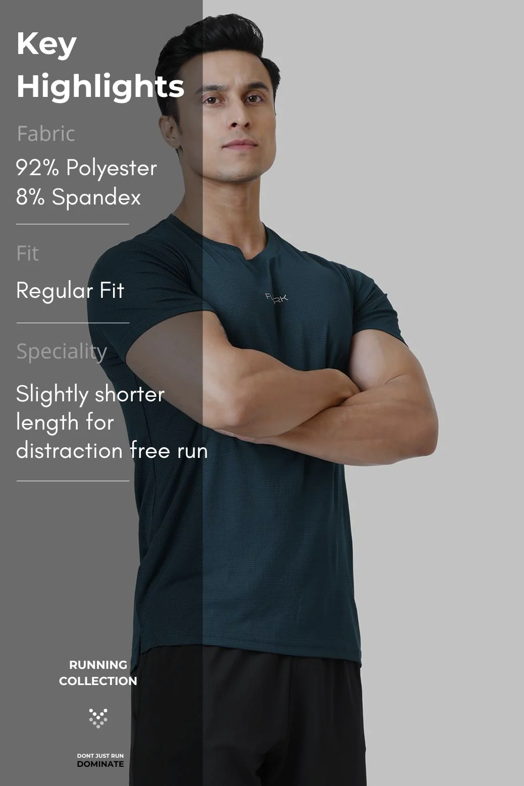 Checks Running T-shirt Bottle Green - Image 8