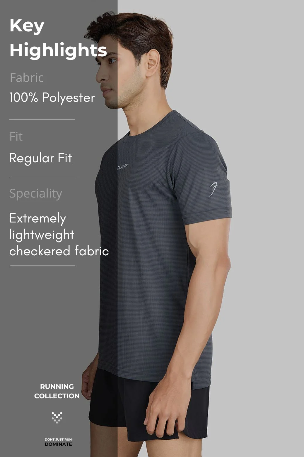 Checks Running T-shirt Grey - Image 7