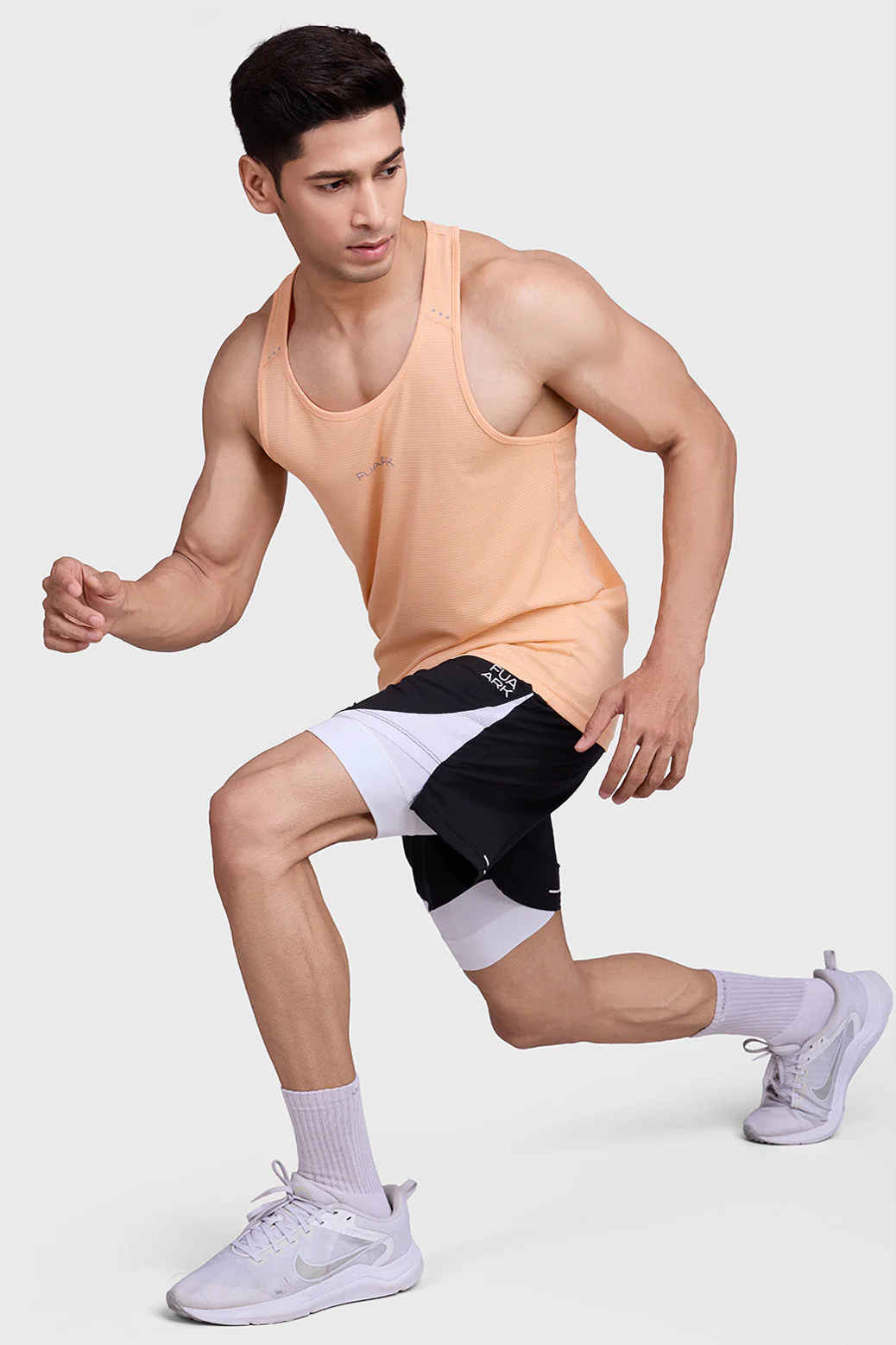 Checks Running Tank Peach