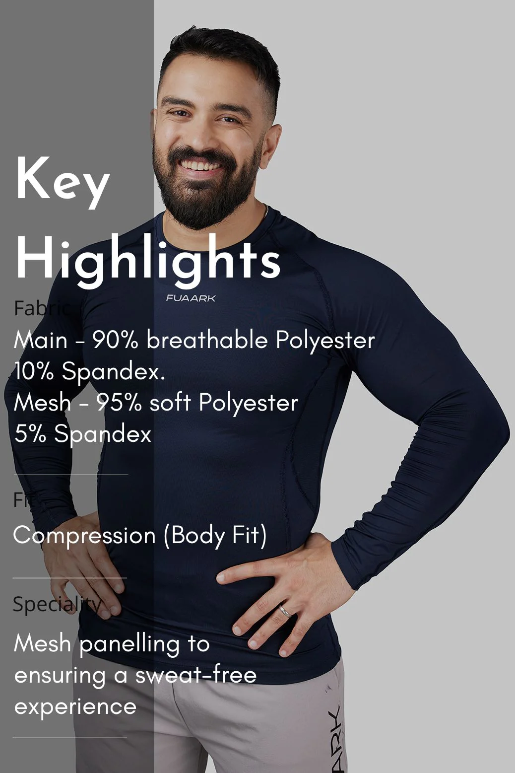 Compression 2.0 Full Sleeves T-shirt Navy - Image 7