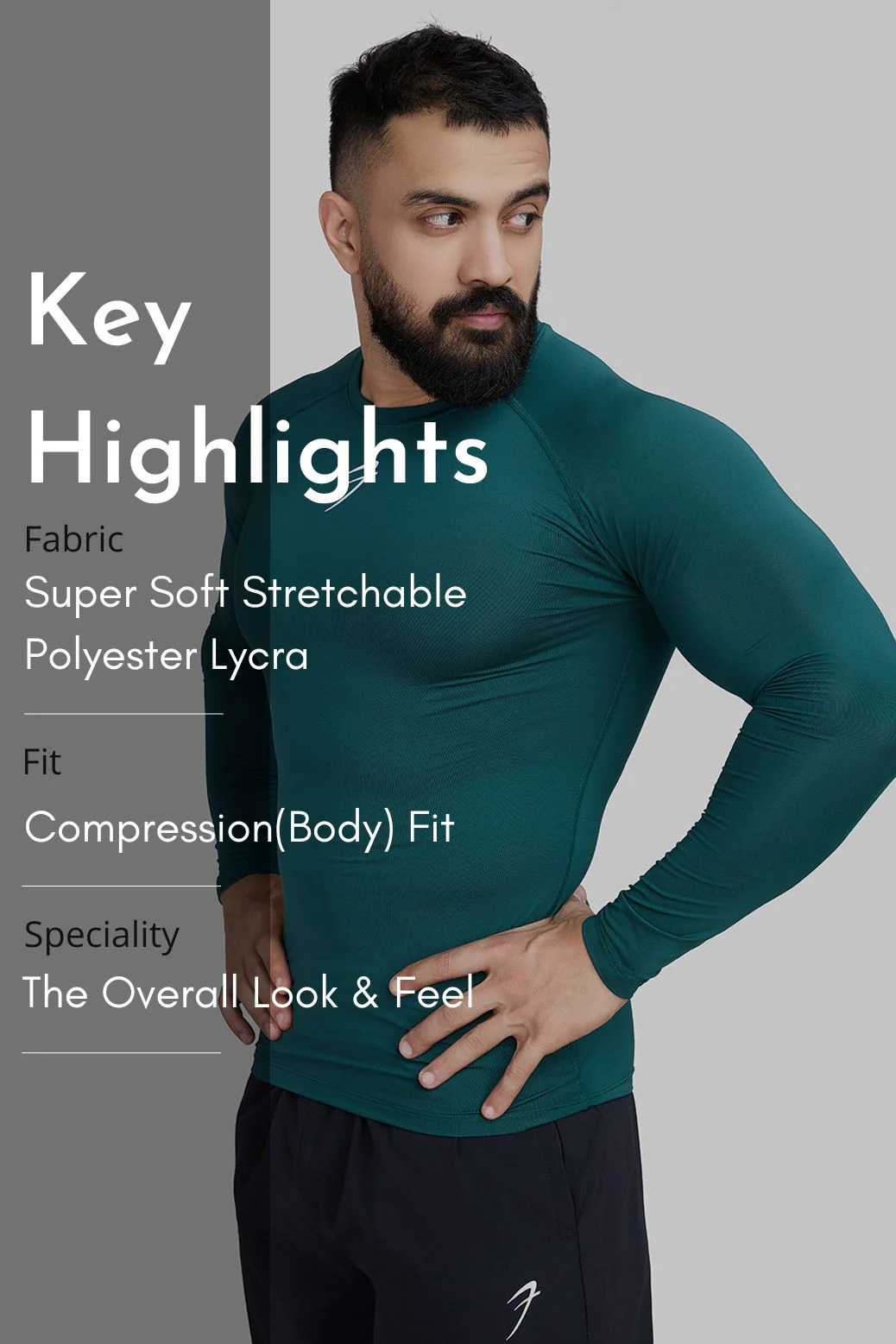 Compression Fullsleeves T-shirt Emerald Green - Image 7