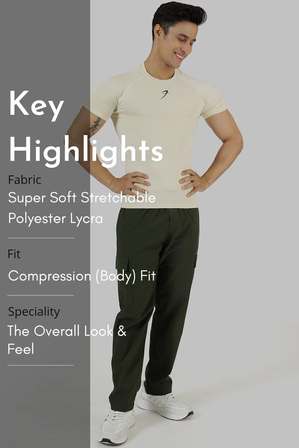 Compression T-shirt Beige - Image 7