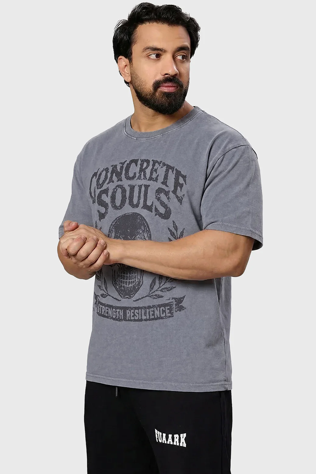 Concrete Soul Washed Oversized T-shirt Light Grey - Image 4