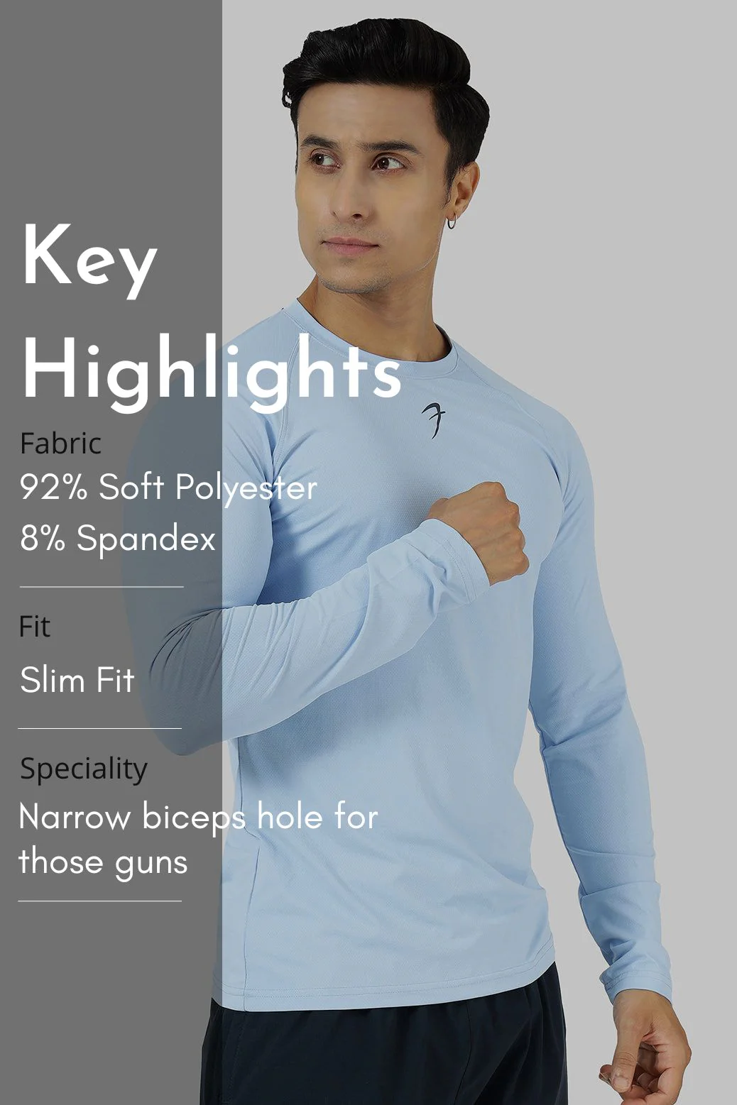 Core Fullsleeves T-shirt Sky Blue - Image 7