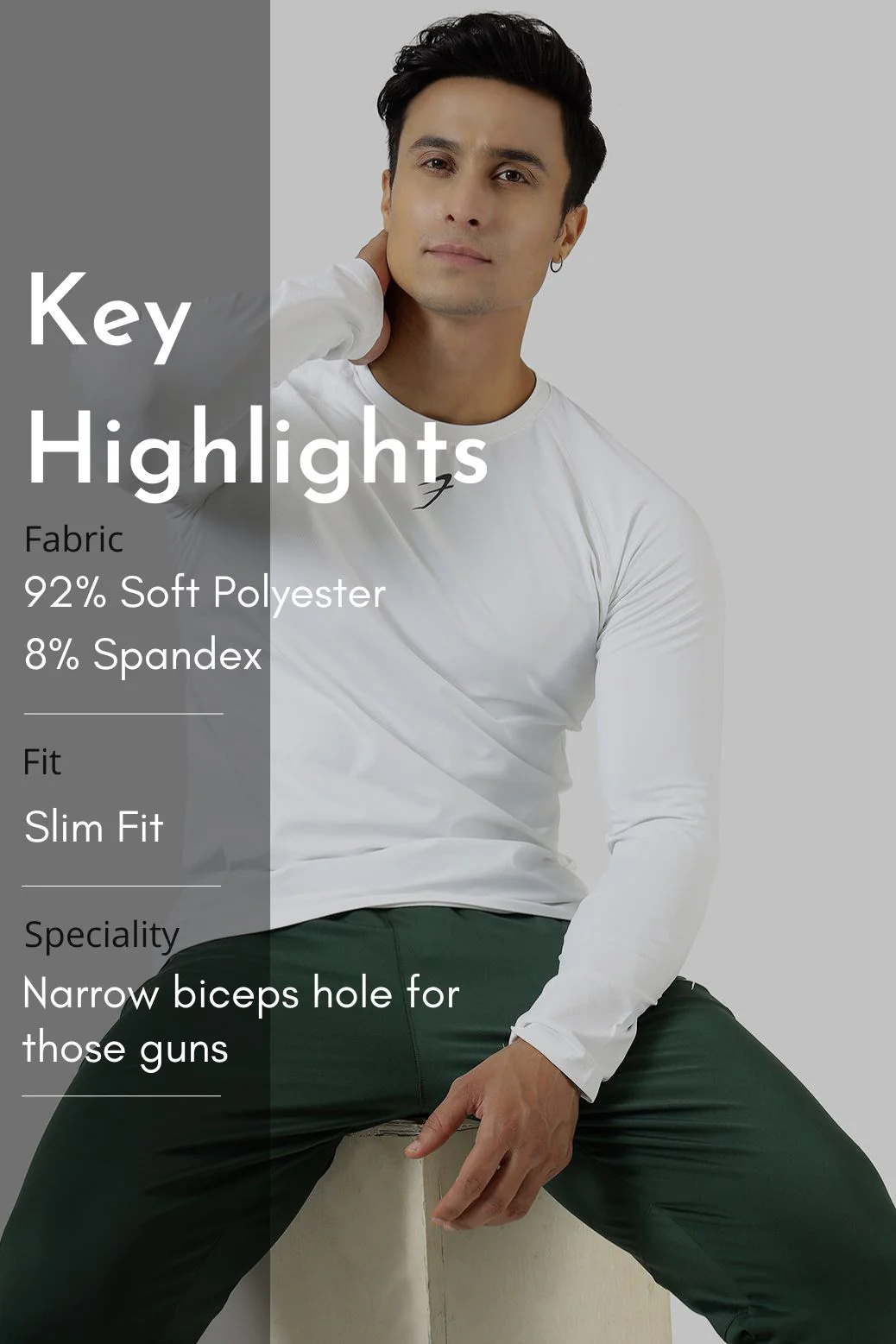 Core Fullsleeves T-shirt White - Image 7