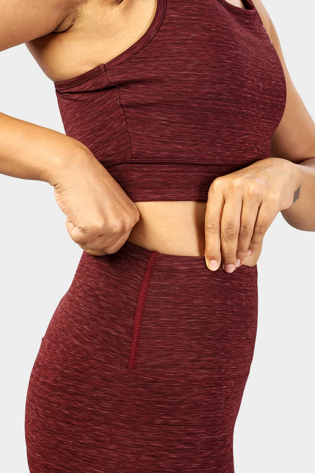 Essential Melange Leggings Maroon - Image 3