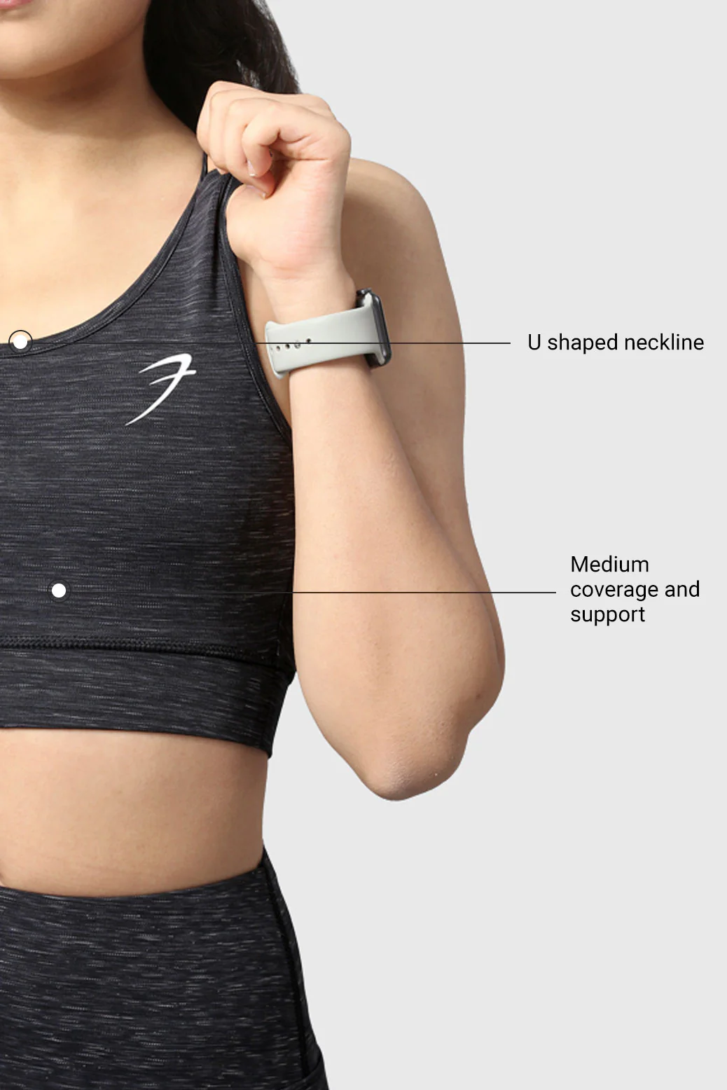 Essential Melange Sports Bra Black - Image 4