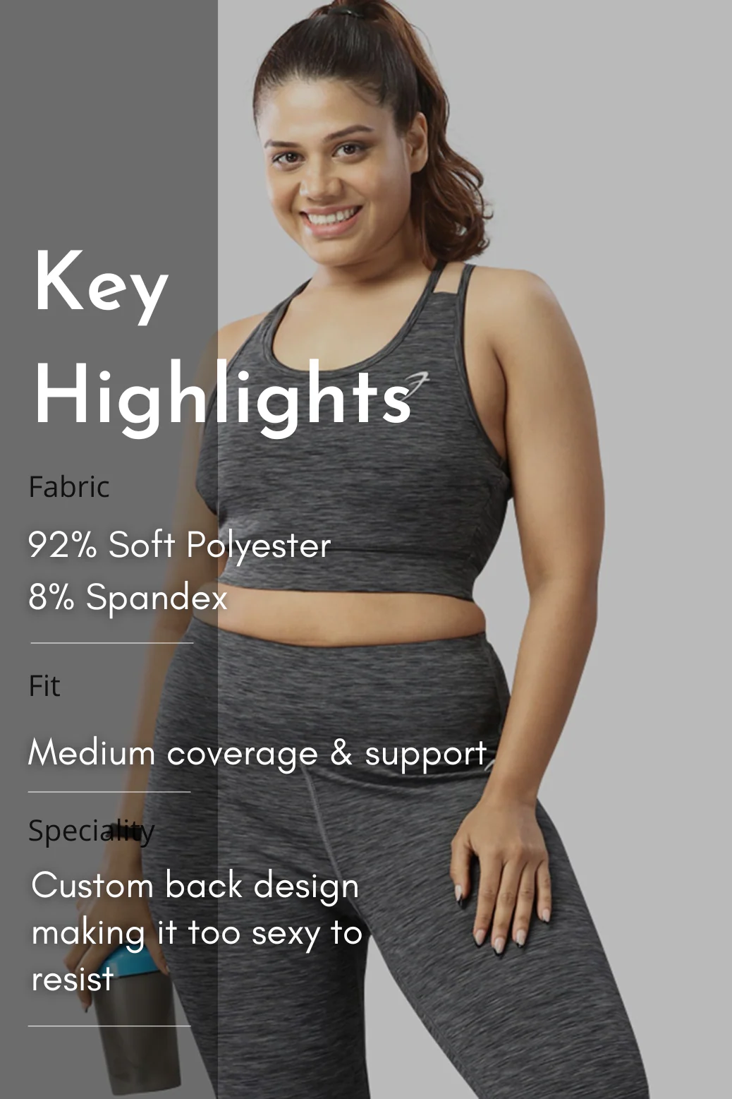 Essential Melange Sports Bra Grey - Image 7
