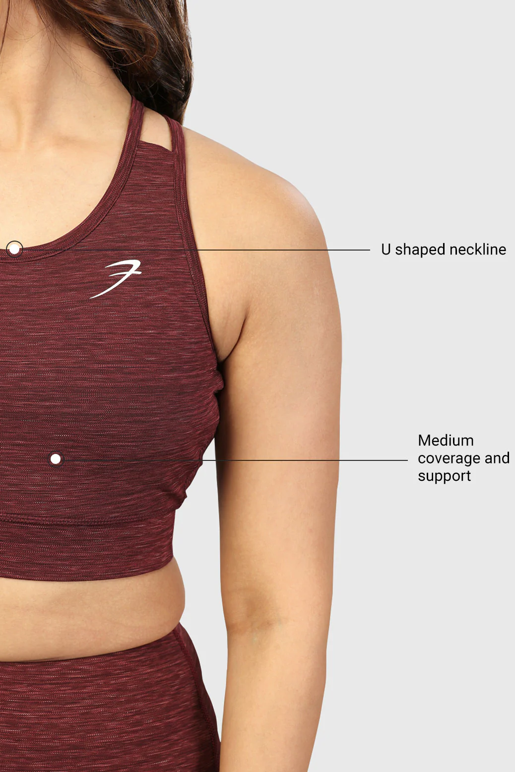 Essential Melange Sports Bra Maroon - Image 4