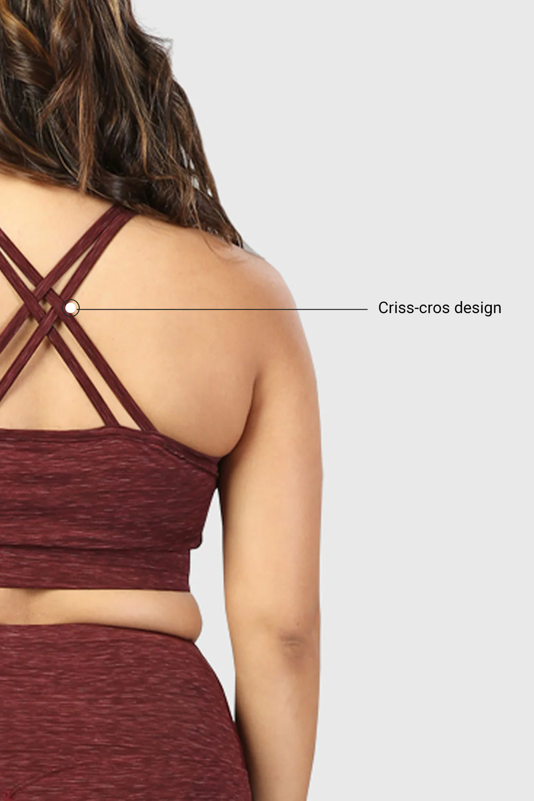 Essential Melange Sports Bra Maroon - Image 5