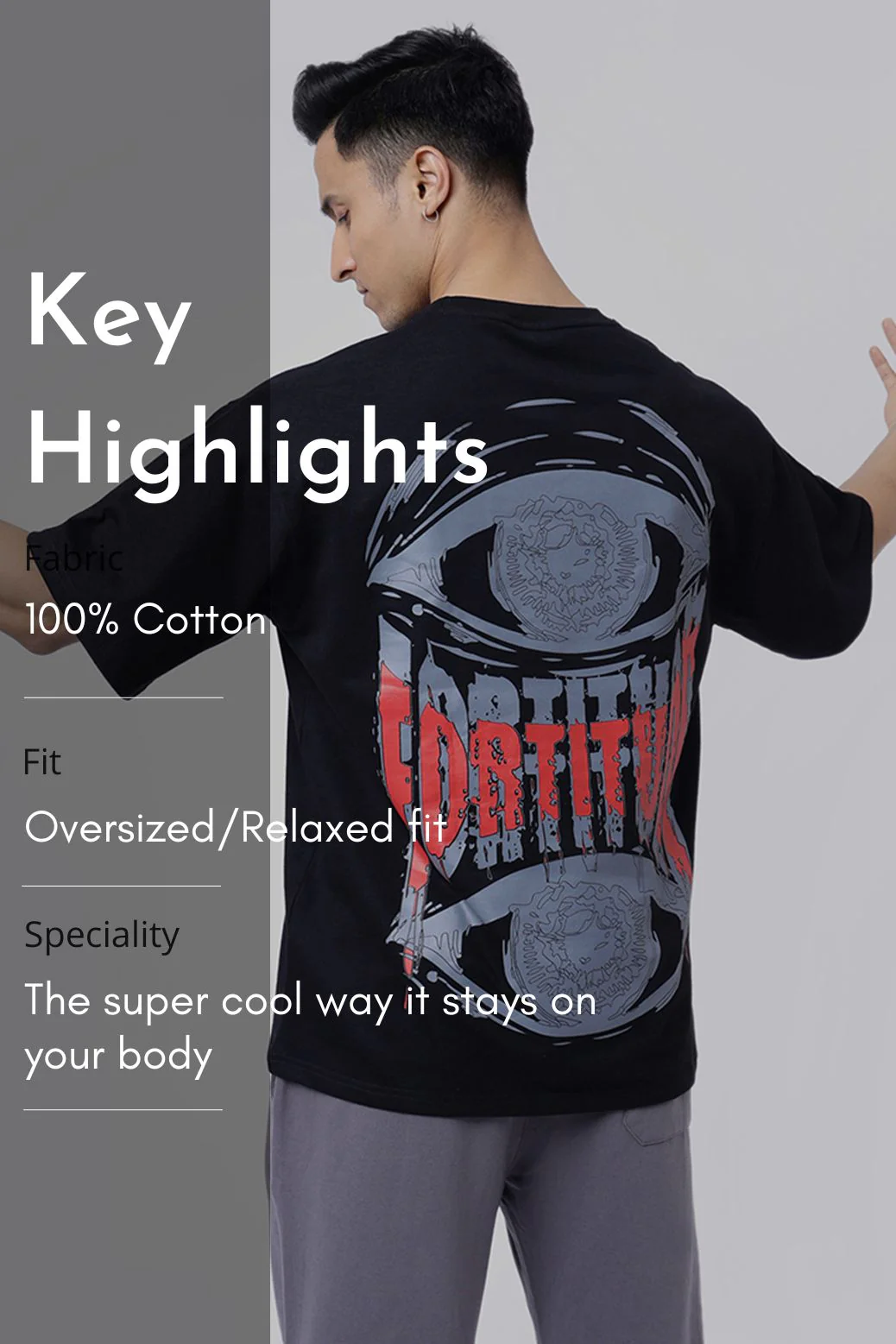 Fortitude Oversized T-shirt Black - Image 6