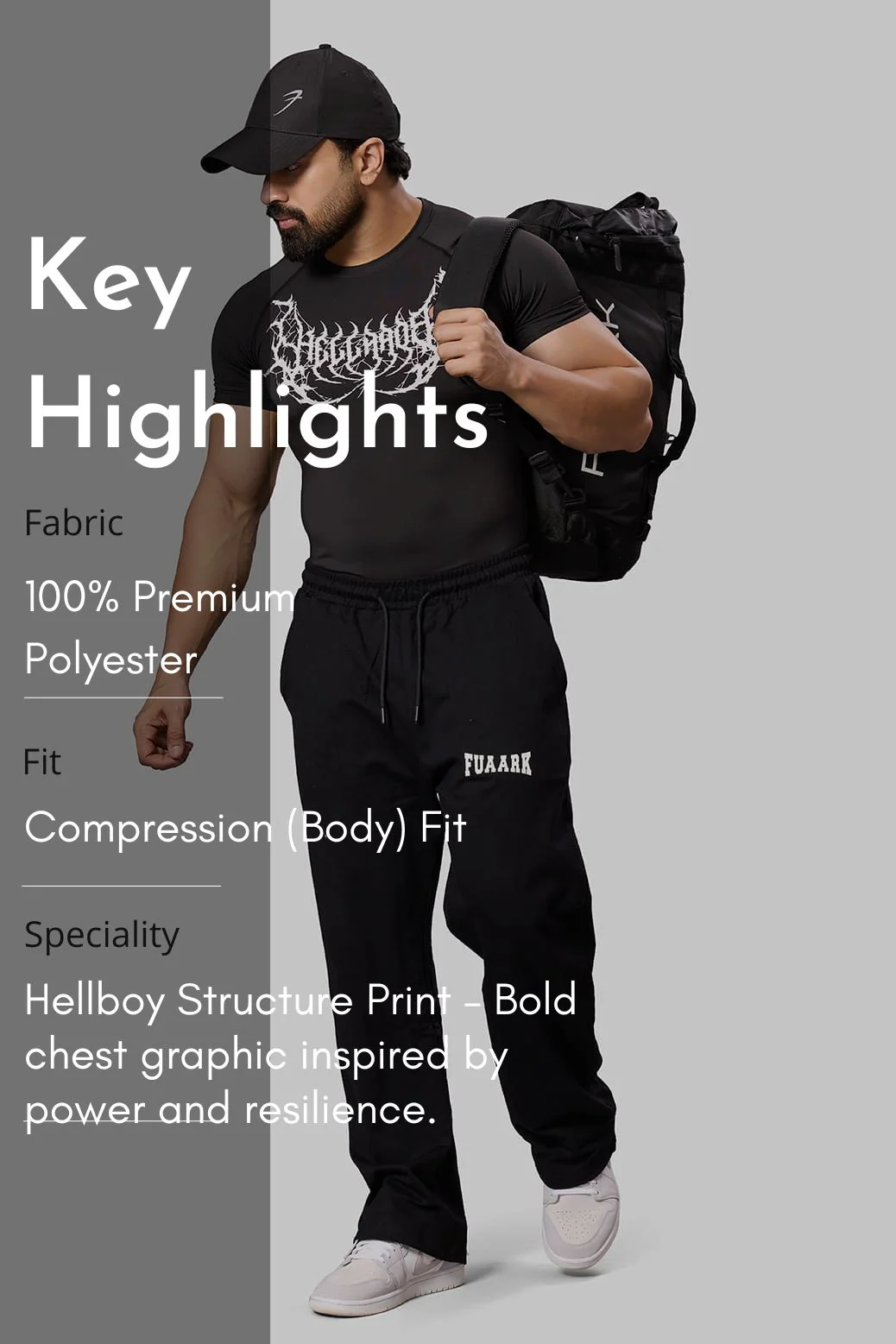 Hellborn Compression T-shirt Black/White - Image 7