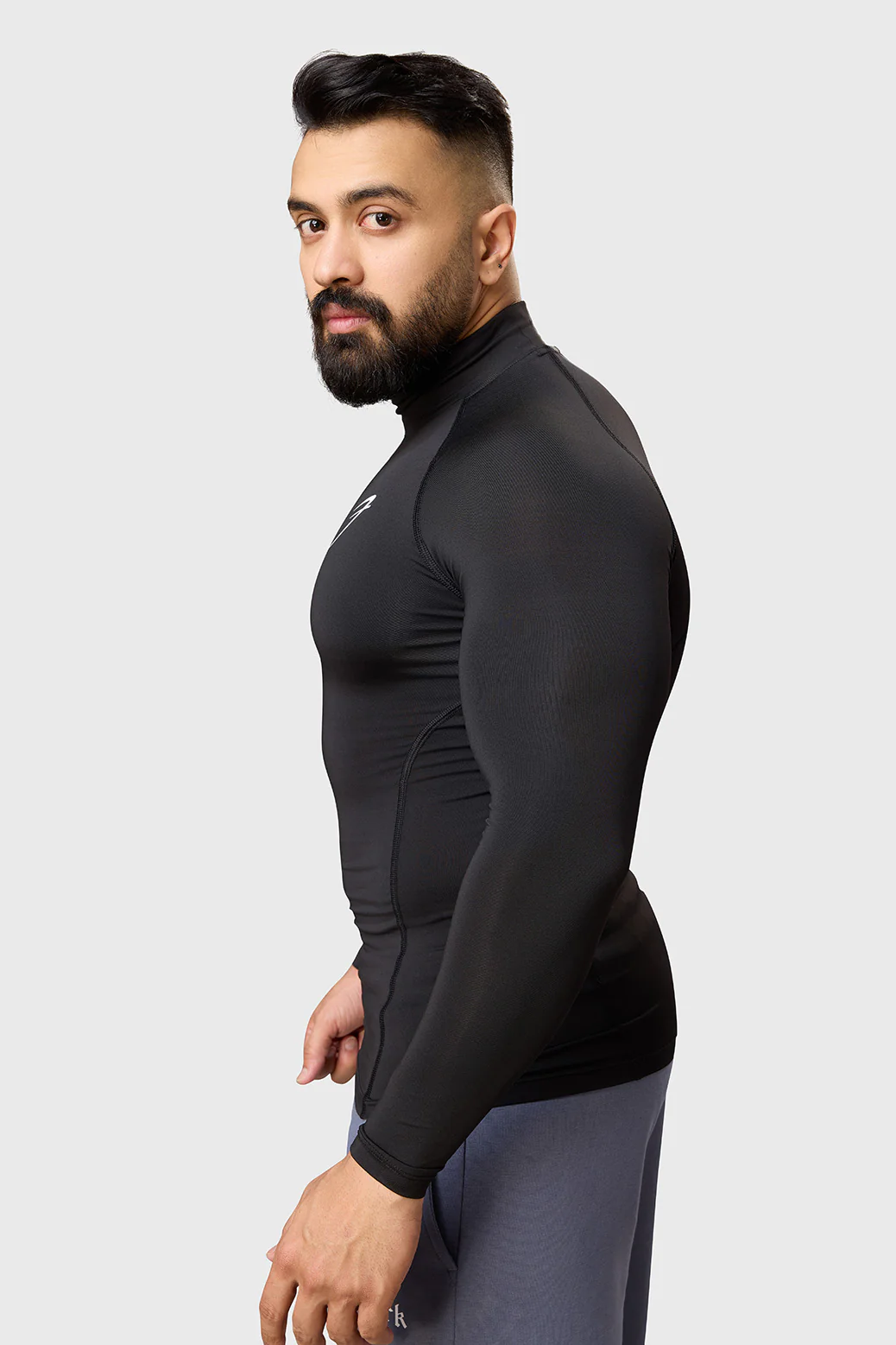 High Neck Compression Full Sleeves T-shirt Black - Image 6