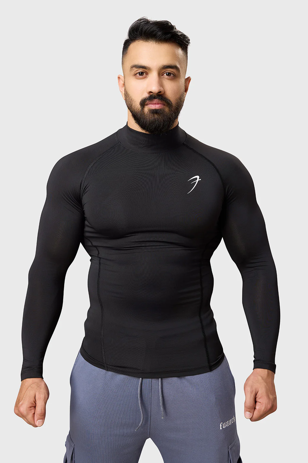 High Neck Compression Full Sleeves T-shirt Black - Image 7