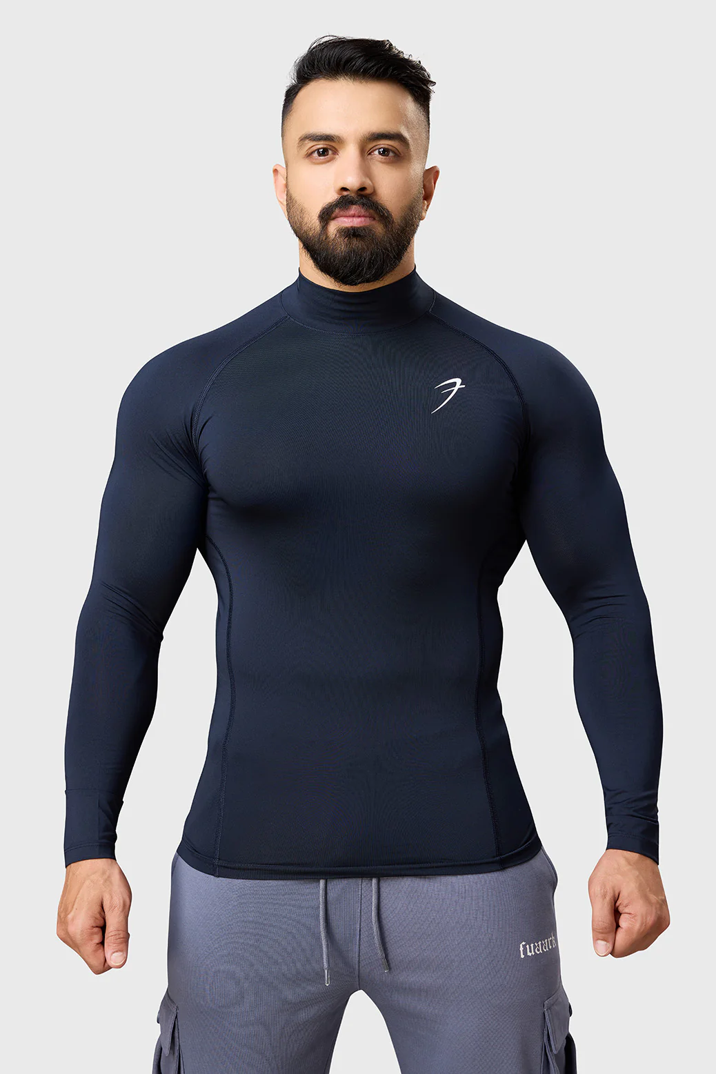 High Neck Compression Full Sleeves T-shirt Navy - Image 2