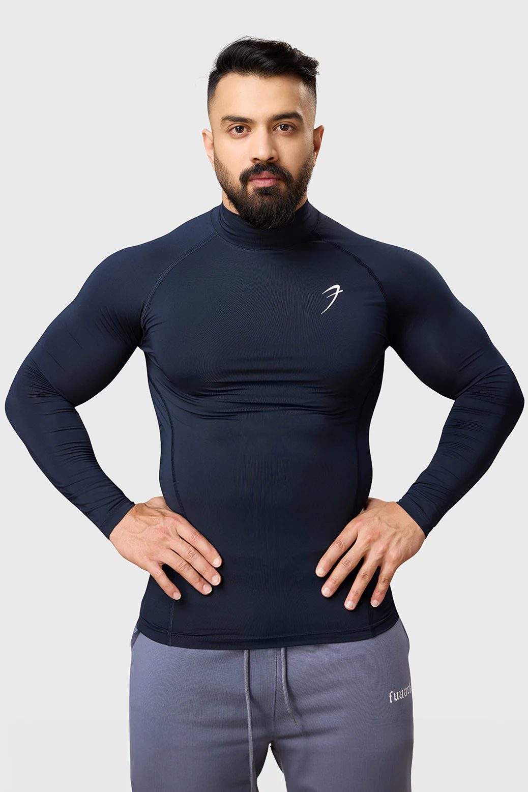 High Neck Compression Full Sleeves T-shirt Navy - Image 6