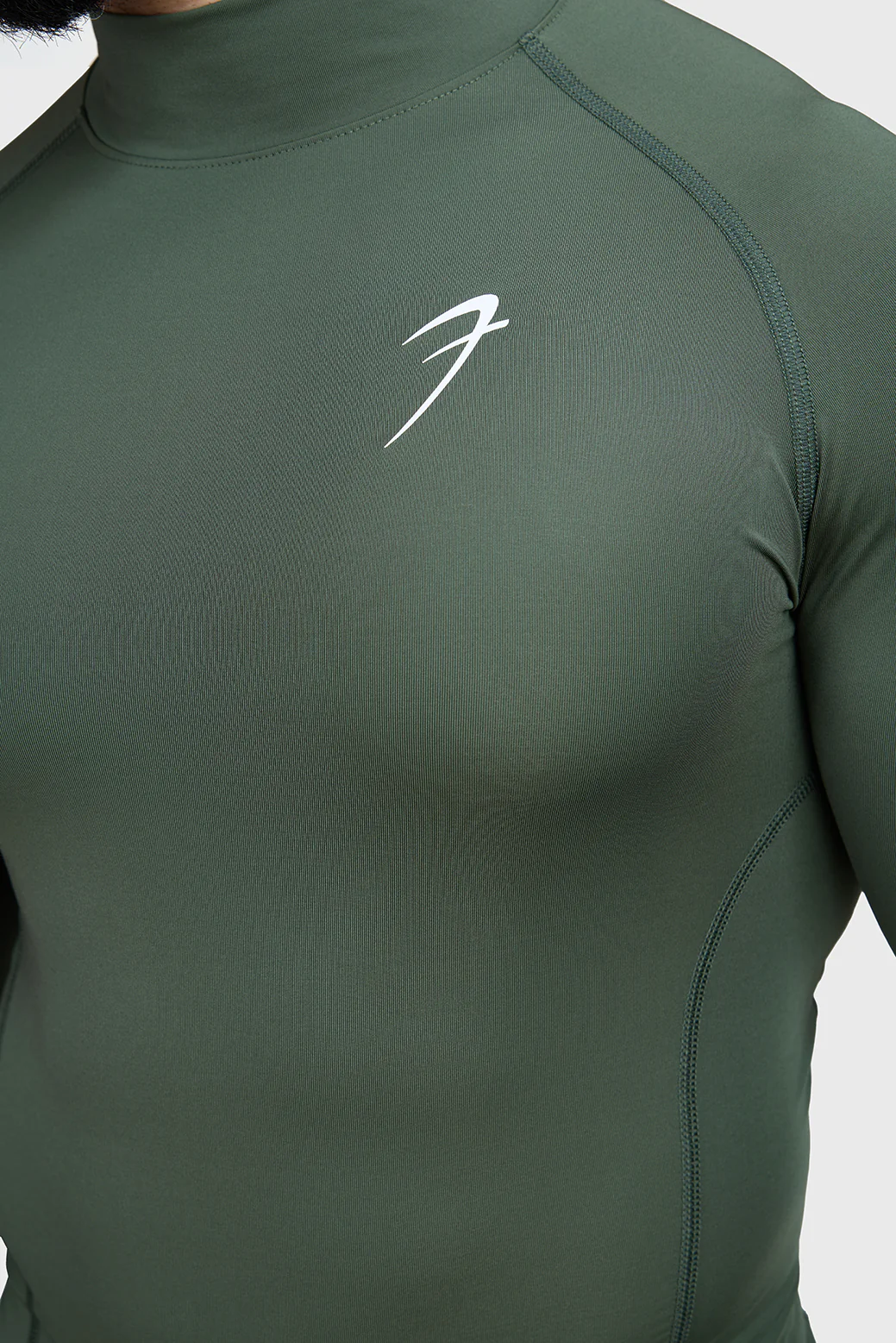 High Neck Compression Full Sleeves T-shirt Olive - Image 5