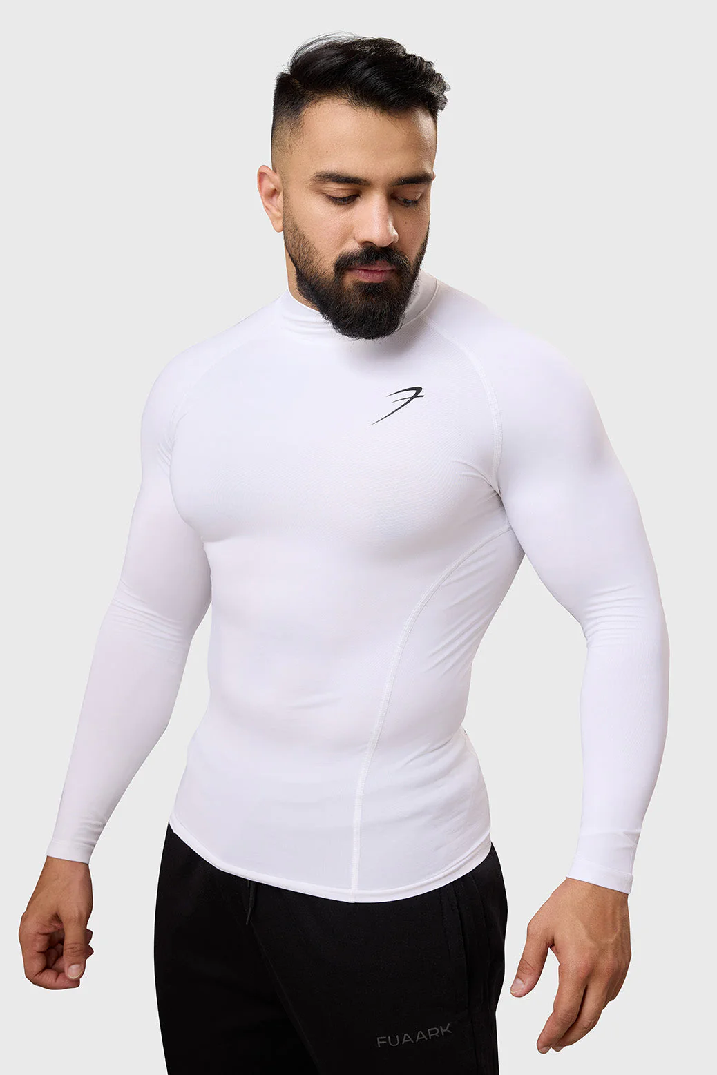 High Neck Compression Full Sleeves T-shirt White - Image 2