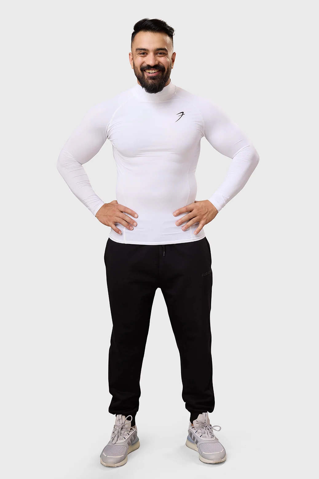High Neck Compression Full Sleeves T-shirt White - Image 3