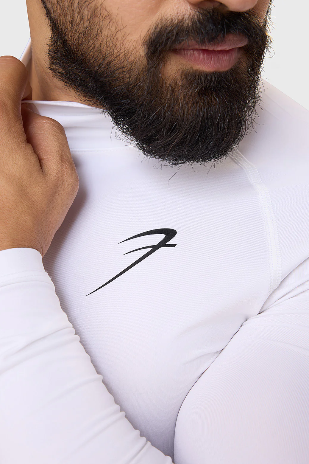 High Neck Compression Full Sleeves T-shirt White - Image 4