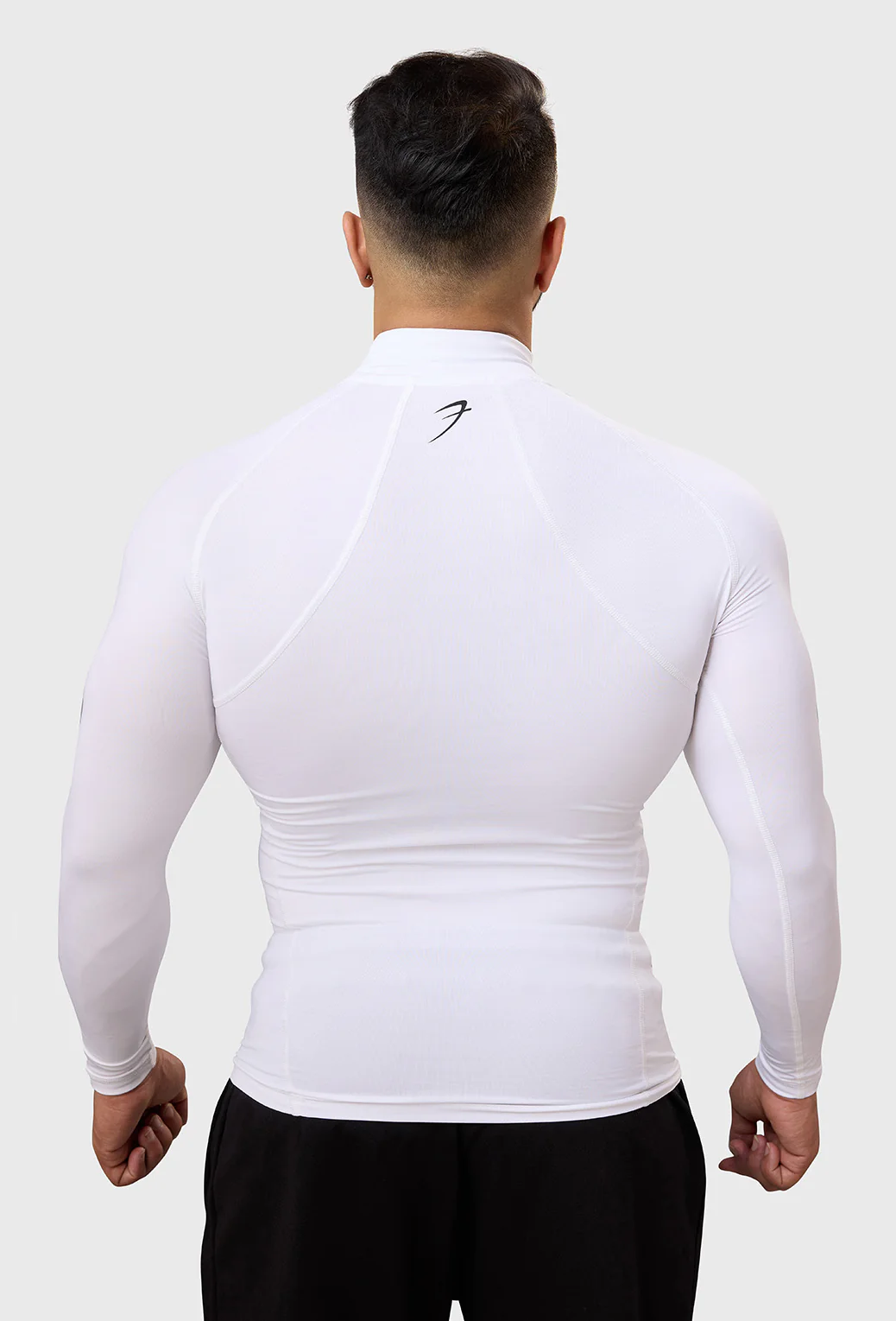 High Neck Compression Full Sleeves T-shirt White - Image 6
