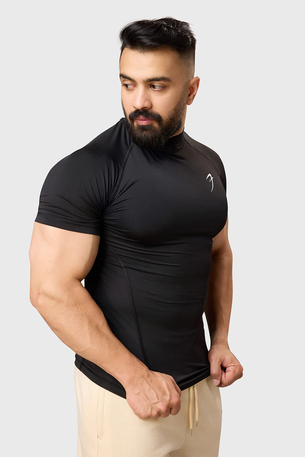 High Neck Compression T-shirt Black - Image 6