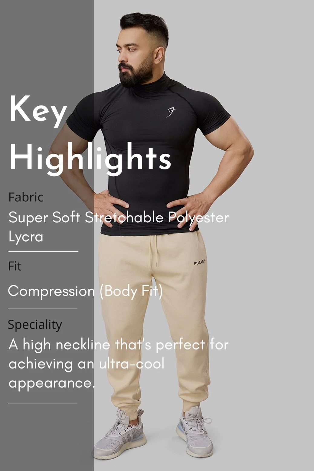 High Neck Compression T-shirt Black - Image 8