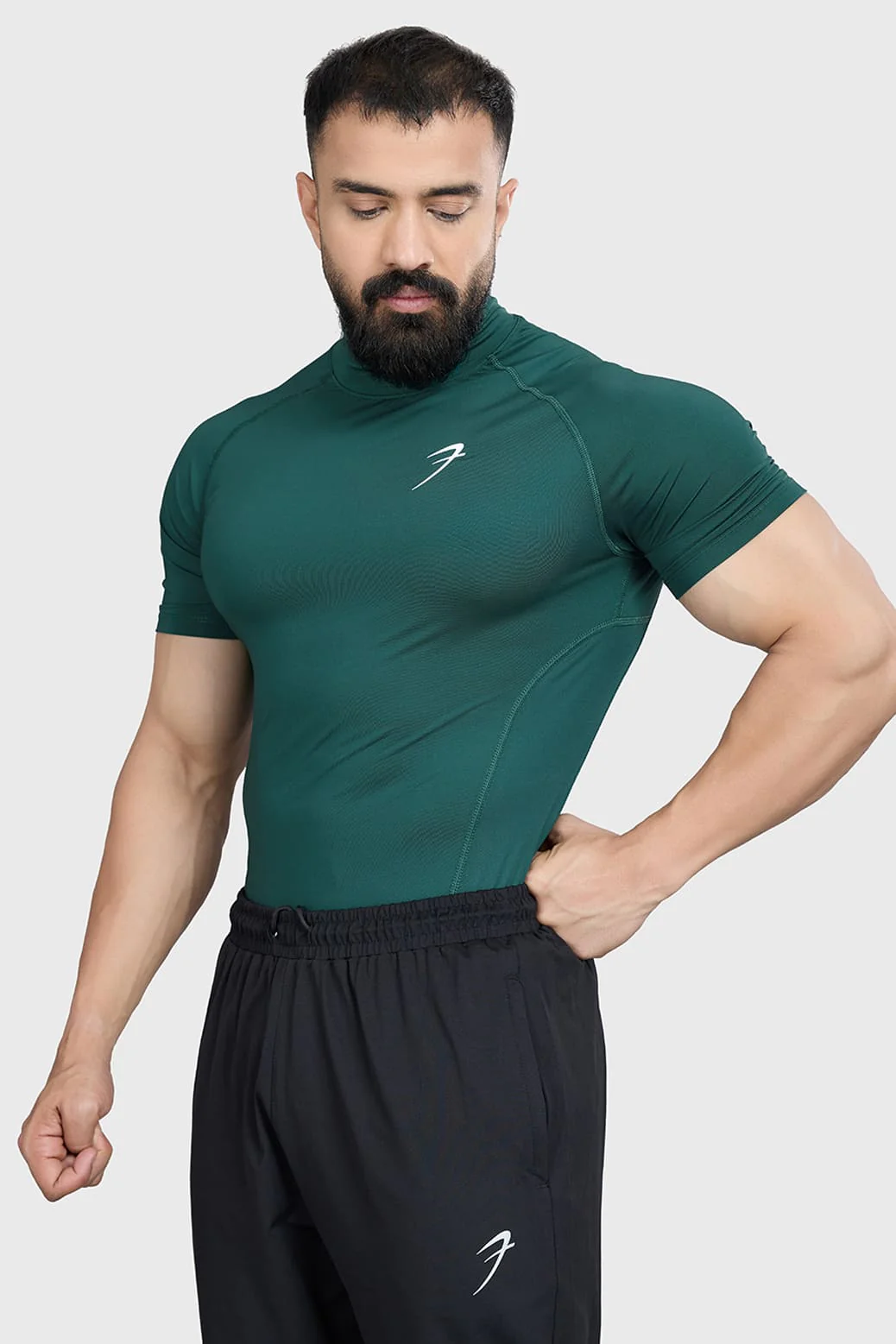 High Neck Compression T-shirt Emerald - Image 5