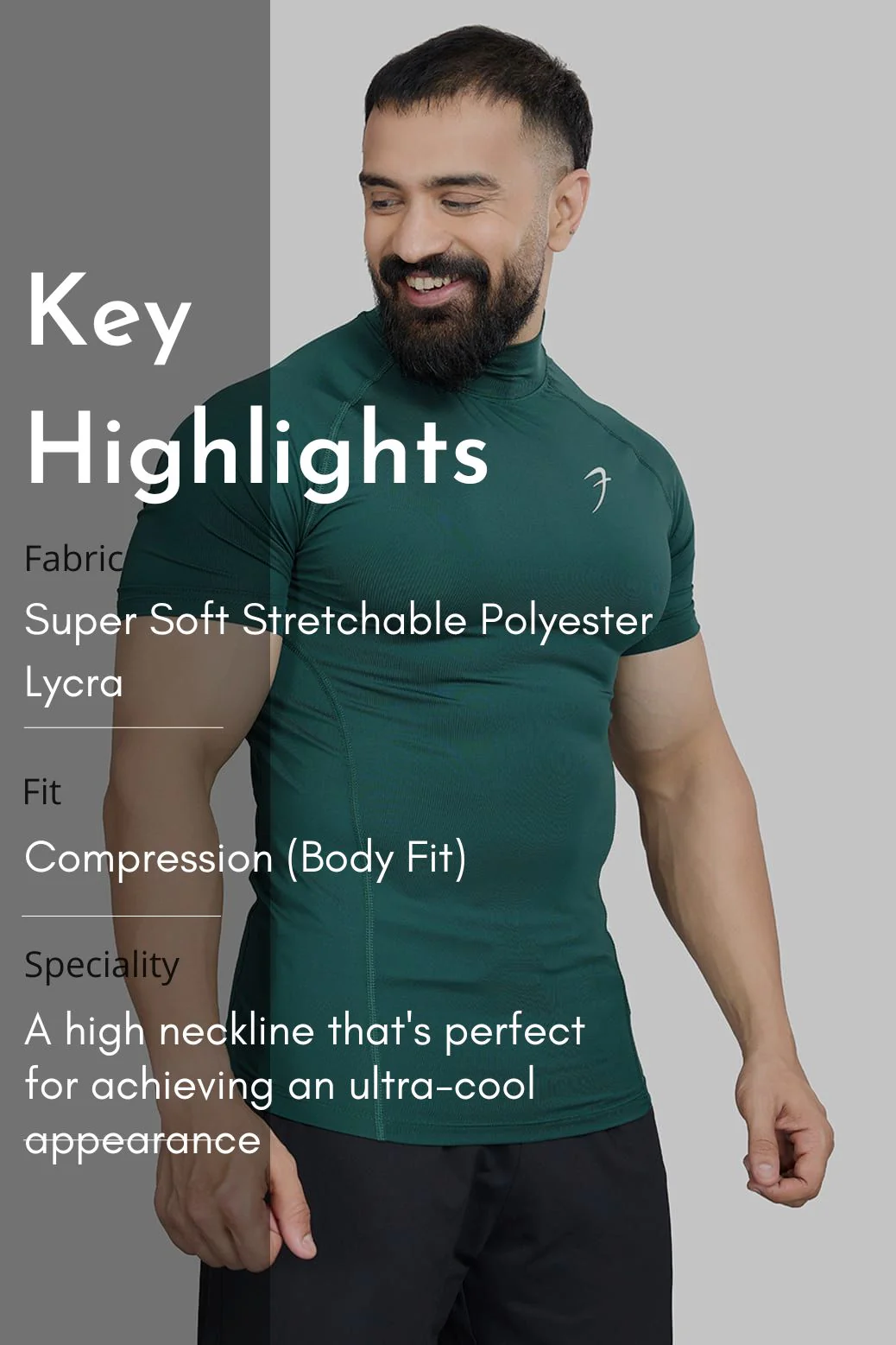 High Neck Compression T-shirt Emerald - Image 7