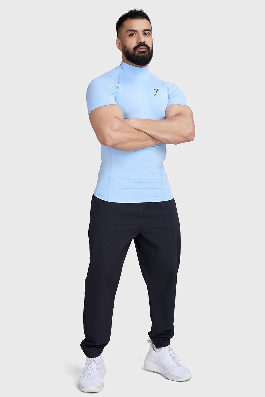 High Neck Compression T-shirt Glacial Blue - Image 2
