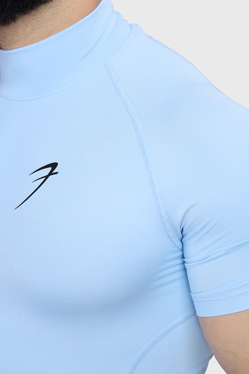 High Neck Compression T-shirt Glacial Blue - Image 3