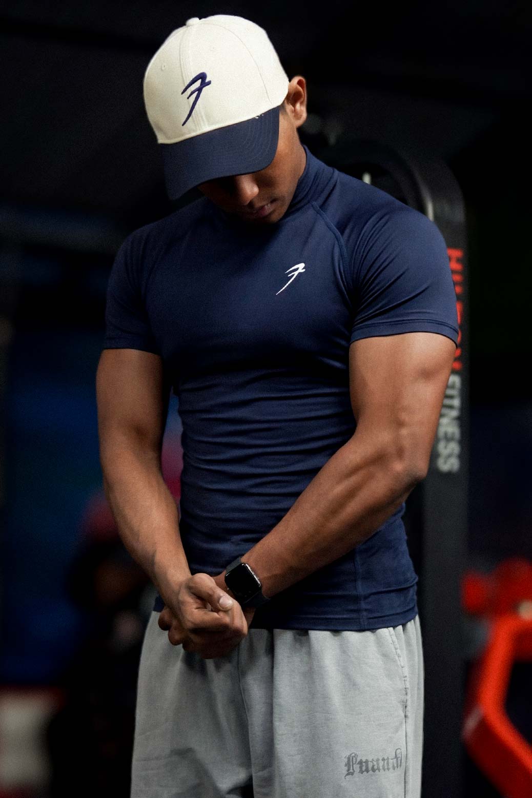 High Neck Compression T-shirt Navy