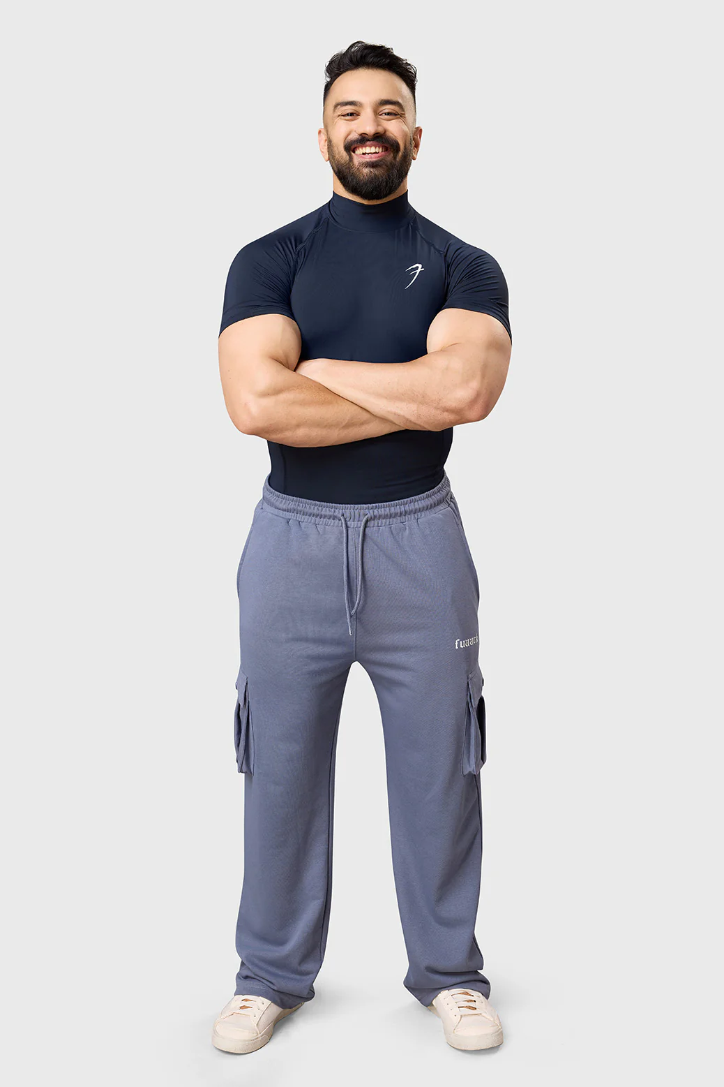 High Neck Compression T-shirt Navy - Image 3