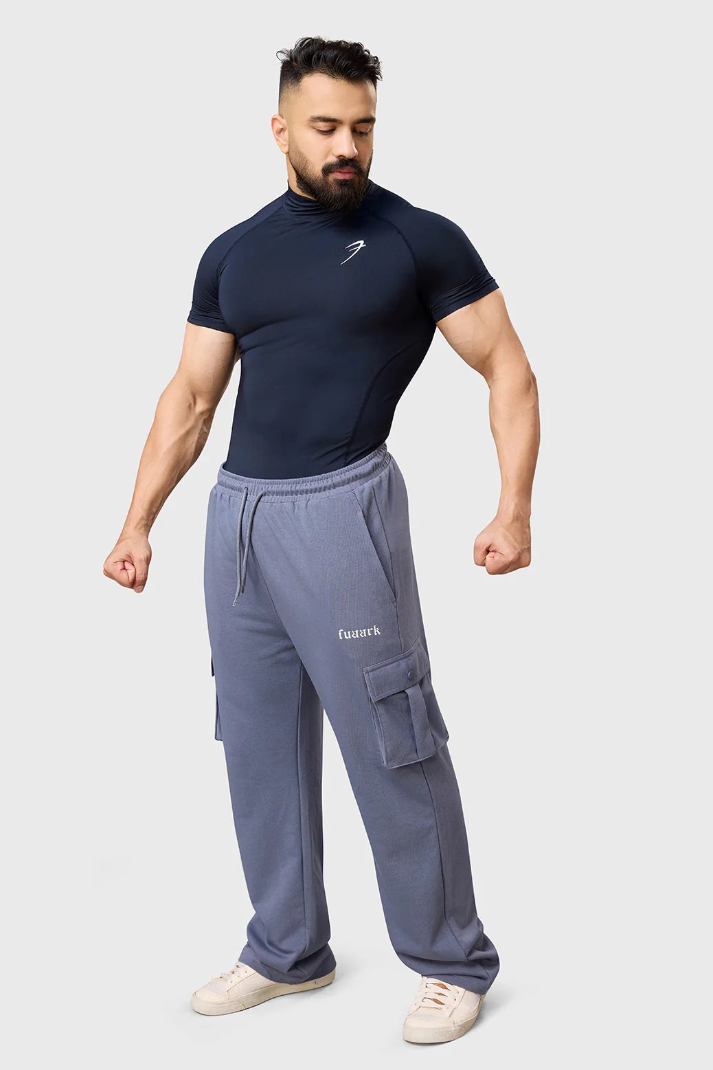 High Neck Compression T-shirt Navy - Image 6