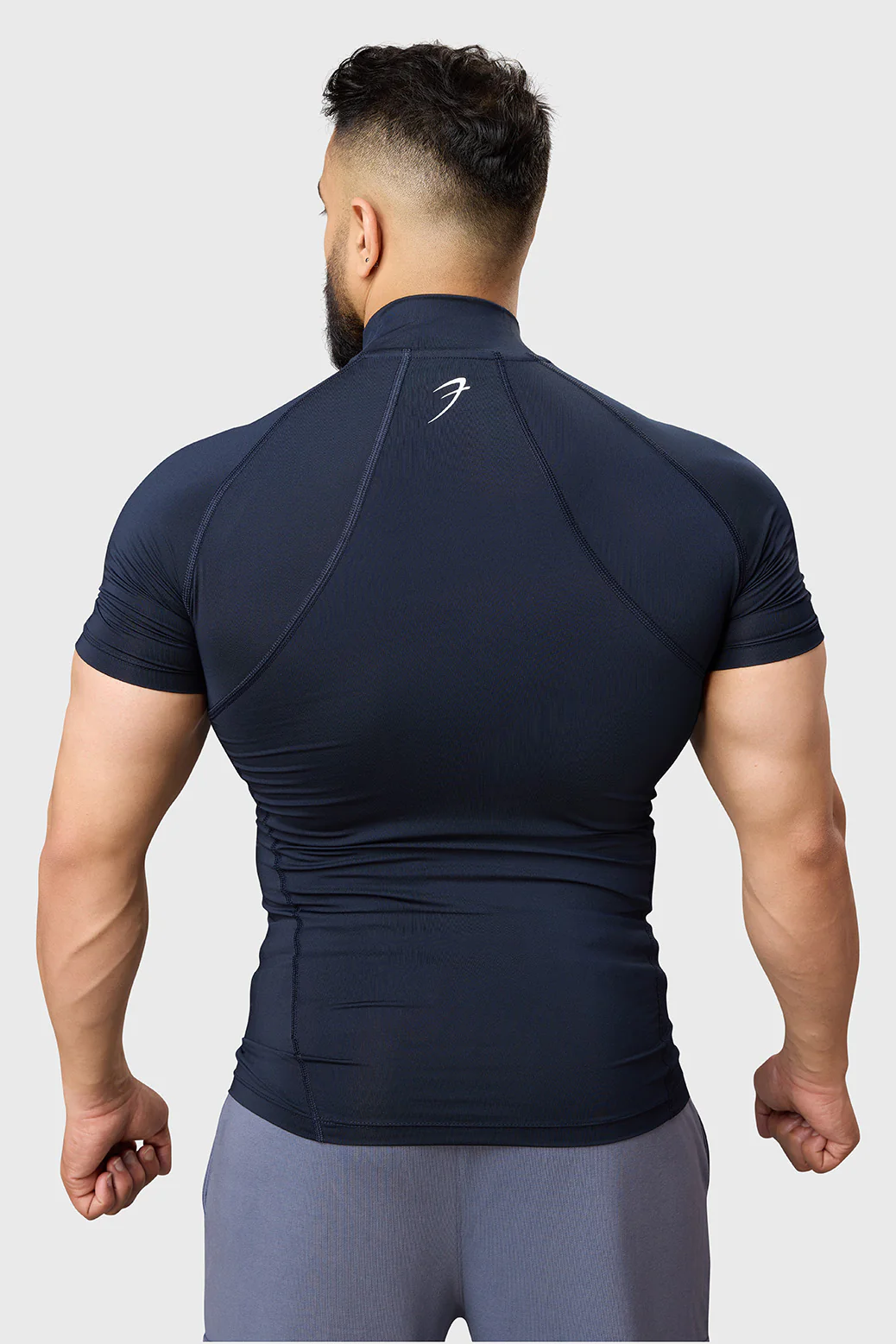 High Neck Compression T-shirt Navy - Image 7