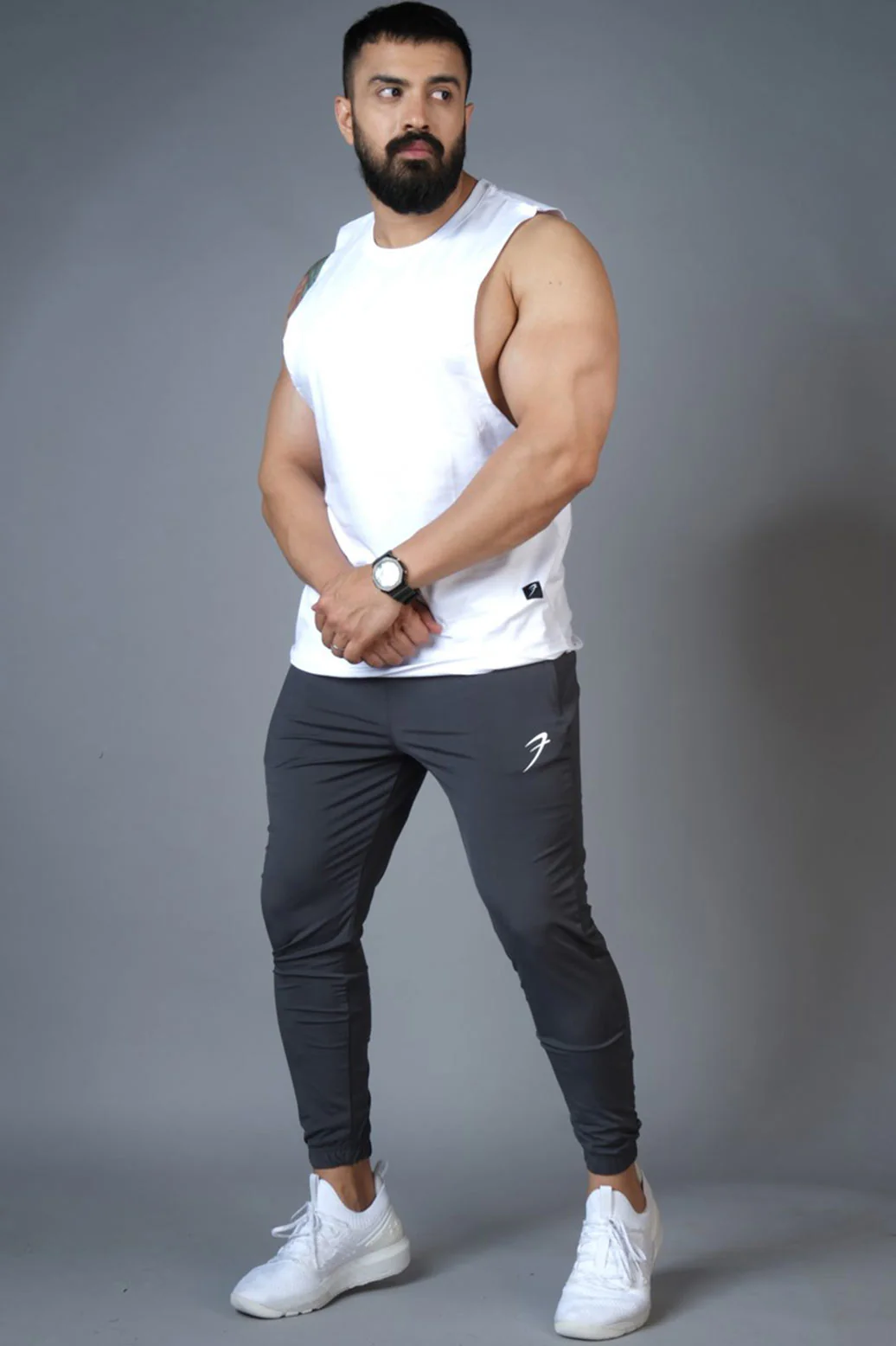 Identity Nylon Joggers Dark Grey - Image 2