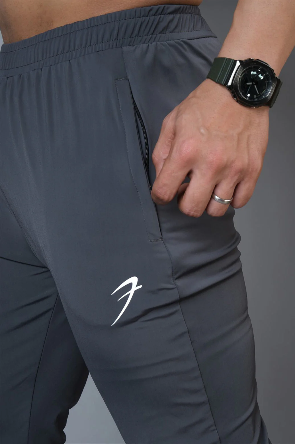 Identity Nylon Joggers Dark Grey - Image 3