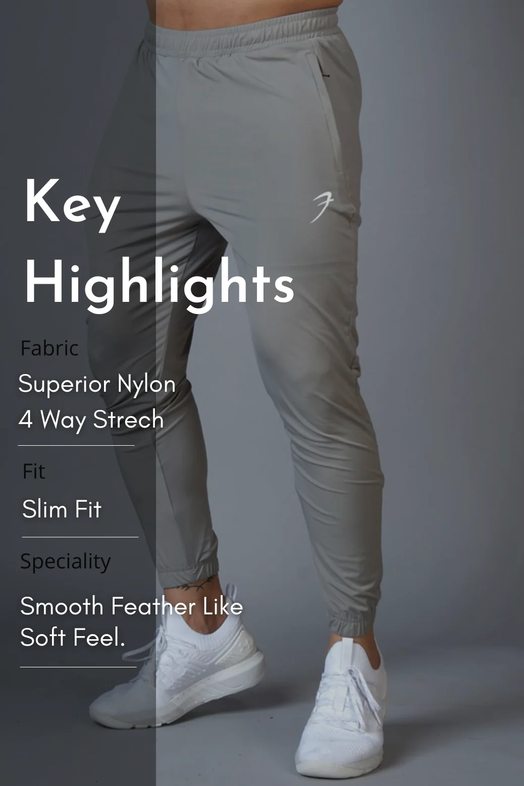 Identity Nylon Joggers Light Grey - Image 7