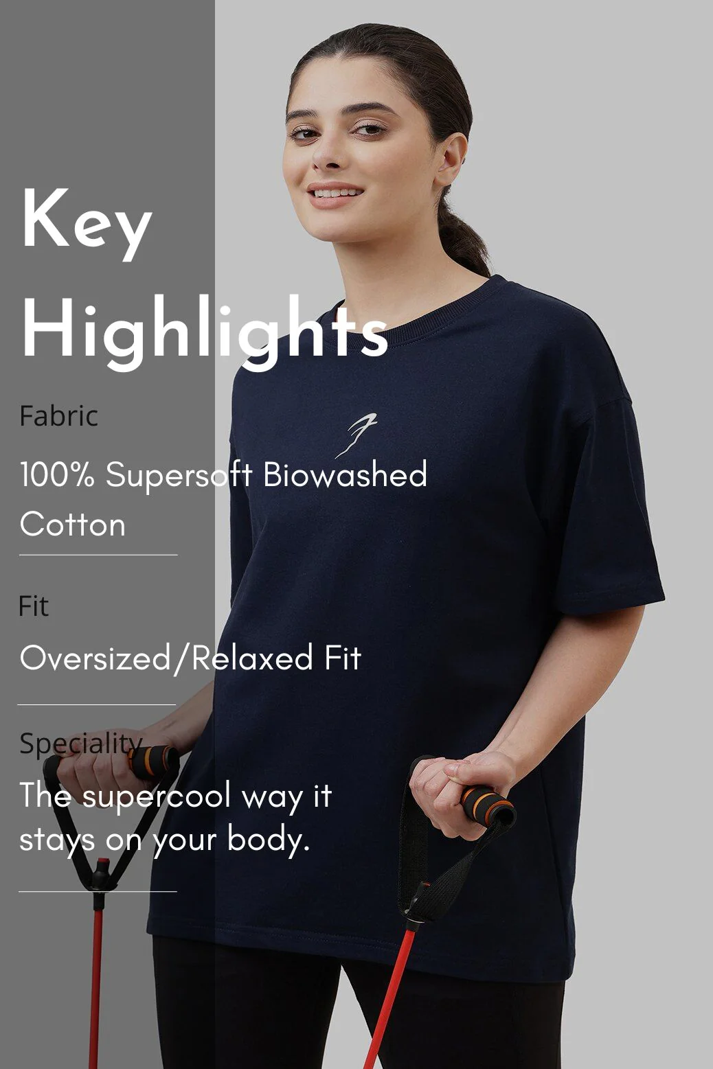Ignite Oversized T-shirt Navy - Image 7
