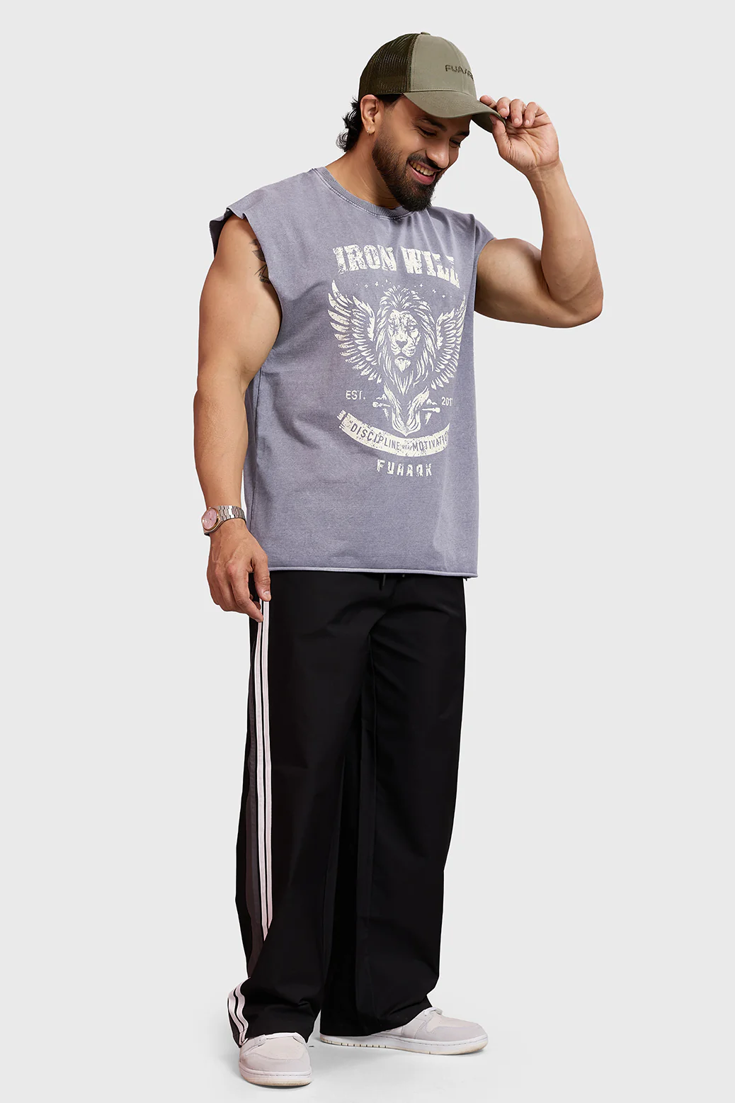 IronWill Washed Capsleeves Tank Light Grey - Image 2