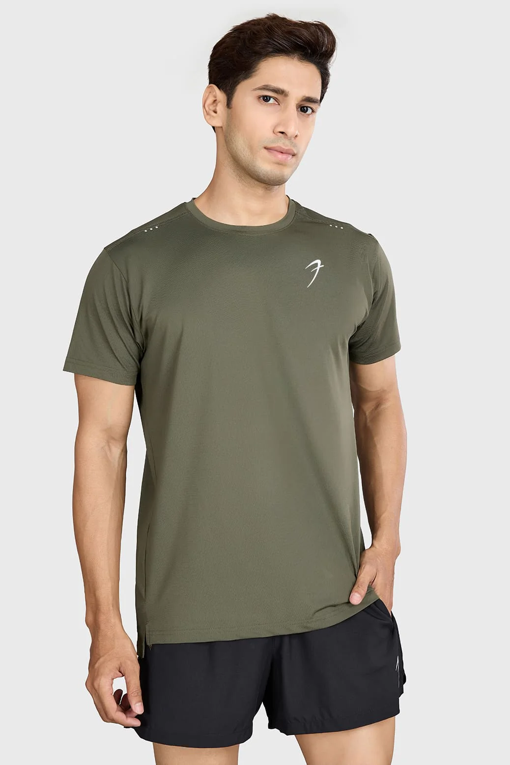 Laser Cut Running T-shirt Olive